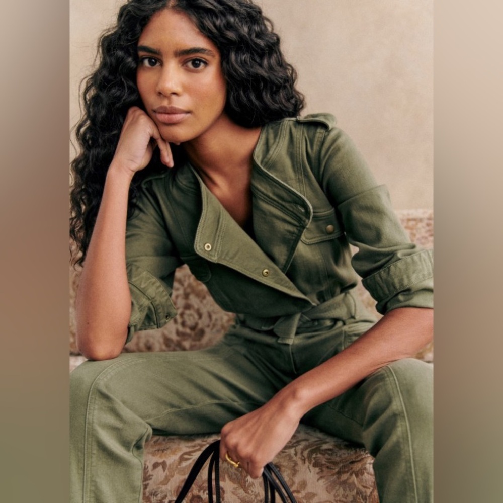 Sezane Hailey Jumpsuit Khaki - Size 2 FR 34 - Picture 2 of 6